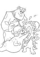 A coloring page of monsters inc